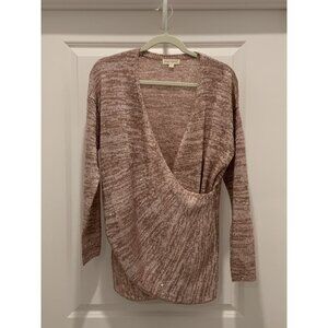 Song N Spirit Sweater Medium Womens Crossover Sparkly Pinkish Long Sleeve